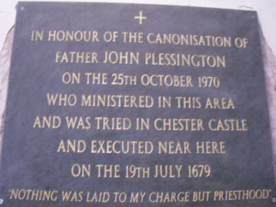 Father John Plessington memorial in St Werburgh's catholic church
